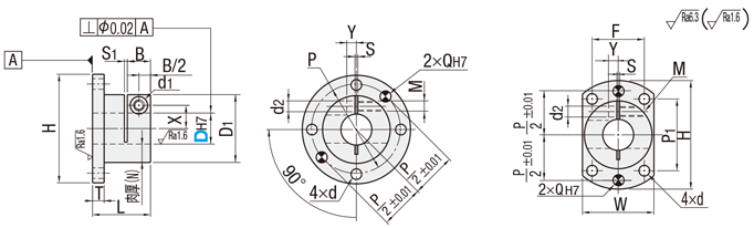 【クリーン洗浄品】シャフトホルダ　ブラケット型　スリット　ノック穴付タイプ:関連画像