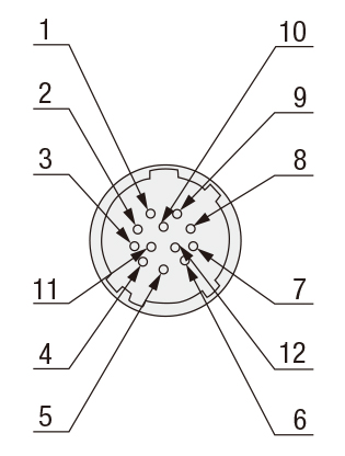 ミスミ自動ステージのコネクターピン配列イメージ図