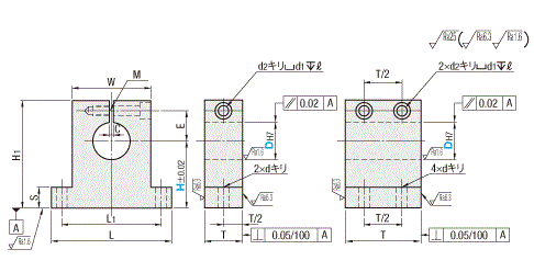 シャフトホルダ -Ｔ型（機械加工品） スリット・肉厚タイプ-:関連画像