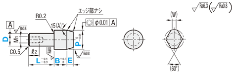 位置決めピン　高硬度ステンレス　大頭テーパ　－めねじ－:関連画像