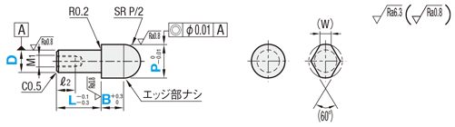 位置決めピン　高硬度ステンレス　大頭球面　－めねじ－:関連画像