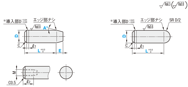 位置決めピン　高硬度ステンレス　ストレート　－めねじ－:関連画像
