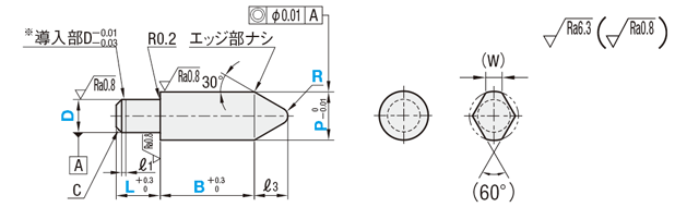 位置決めピン　高硬度ステンレス　R・テーパR　－圧入－:関連画像