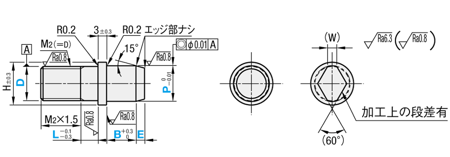位置決めピン　高硬度ステンレス　ツバ付テーパ　－おねじ－:関連画像