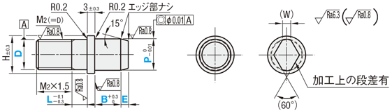 位置決めピン　高硬度ステンレス　ツバ付テーパ　－おねじ－:関連画像