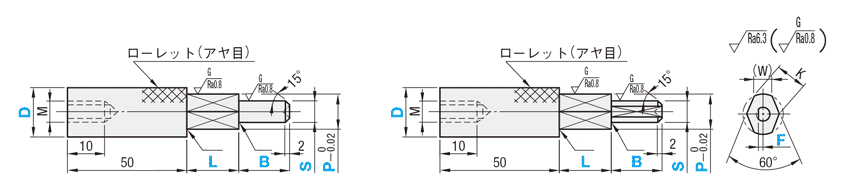 検査治具用差し込みピン　段付ダイヤストレート　先端丸タイプ:関連画像