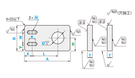 【クリーン洗浄品】フラットバー/アルミ圧延材　取付板・ブラケット-Ｂ寸選択- HRJCB HUJCB：関連画像