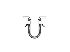 回転ジョイントを取付けて、チューブをねじらないようにしてください。