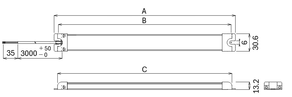 LED照明（ストレート、高照度）:外形図