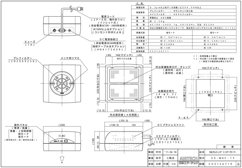 MAC-55 | HEPAフィルターユニット | 日本エアーテック | MISUMI(ミスミ)