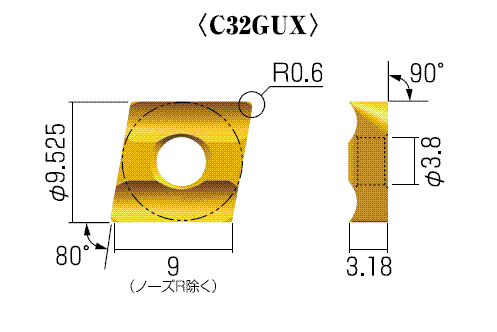 富士元 面面 専用チップ：C32GUX 刃径13.5mm (1本) 品番：SNK4512C :ts