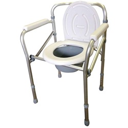 折りたたみ式ポータブルトイレ 手すり付 高さ5段階調節 滑り防止 処理簡単 介護 6300051872