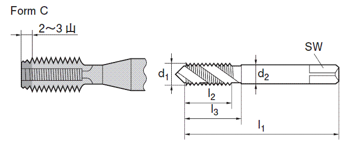 1012-M14.0X2.0 | スパイラルタップ 止まり穴用 メートル並目ねじ 1012