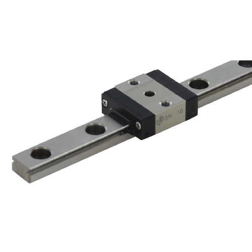 Miniature Linear Guides - Short block with holes for dowel bolts.