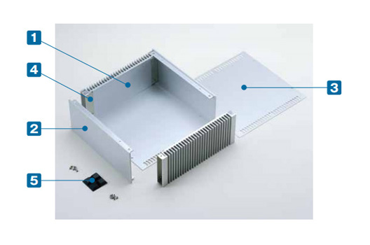 Components of HY Series Vertical Type Heat Sink Enclosure.