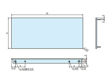 Dimensional drawing of HY series front / rear panel.