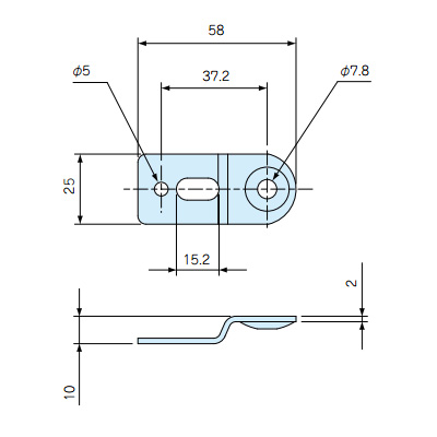 Dimensional drawing for mounting bracket included with 506018, 506025.
