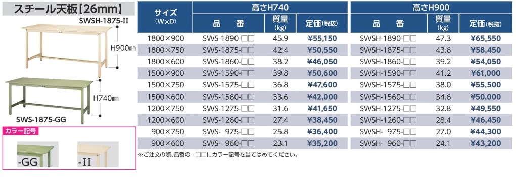 u.ヤマキン/山金工業【SVRC-1890-II】ワークテーブル 800シリーズ 移動