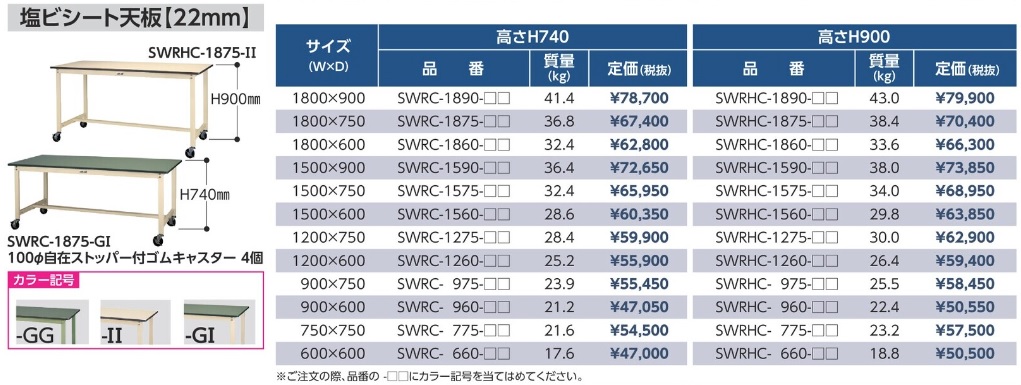 山金工業 ワークテーブル SWRAH-1890-GI - 通販 - a-kabe.com