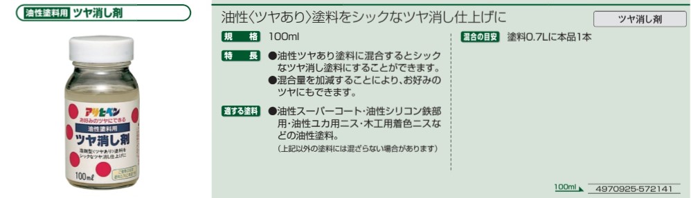 アサヒペン 油性塗料ツヤ消し剤 100ML | アサヒペン | MISUMI-VONA【ミスミ】