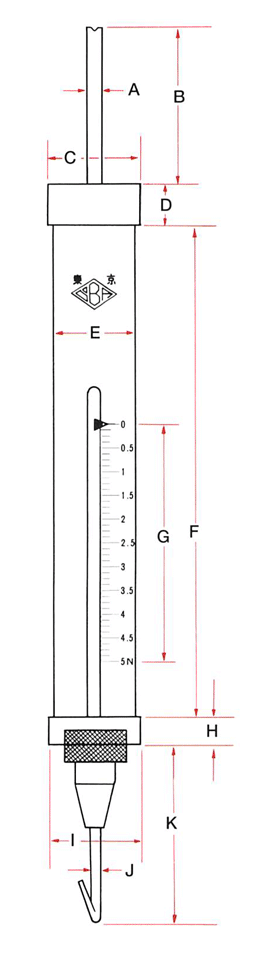 棒狀張力計（針型）圓彈簧型外形圖