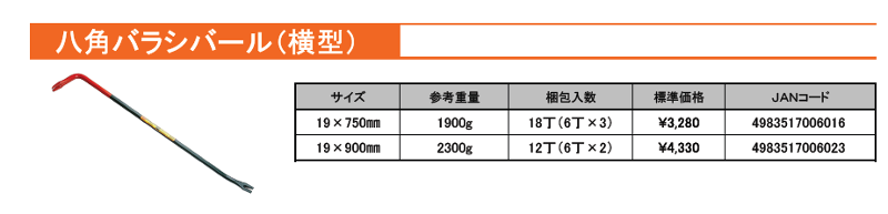 バクマ 八角バラシバール 横型 バクマ工業 Misumi Vona ミスミ