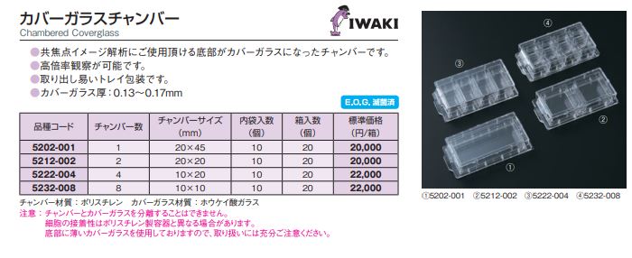 IWAKI カバーガラスチャンバー 5202-001 20入 通販