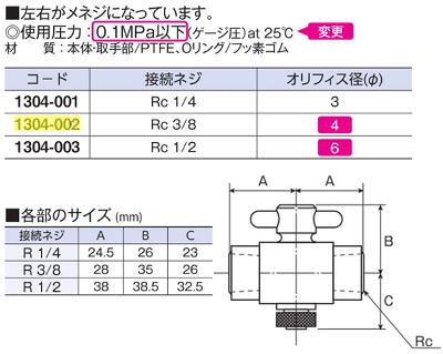 二方バルブ両メスタイプ RC3/8 NR1304-002 | フロンケミカル | MISUMI