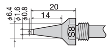 吸取器部交換ノズル TP-100N-S8  外形図01