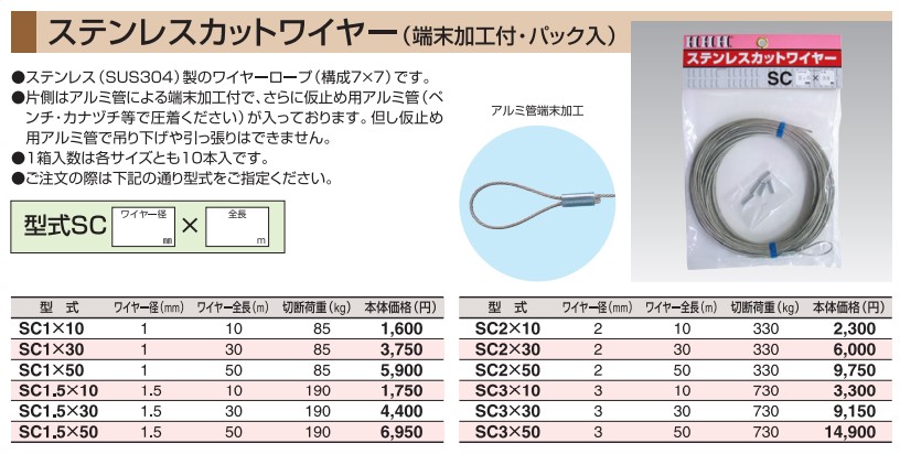 Hhh ステンレスカットワイヤー 2mm 30m スリーエッチ Misumi Vona ミスミ