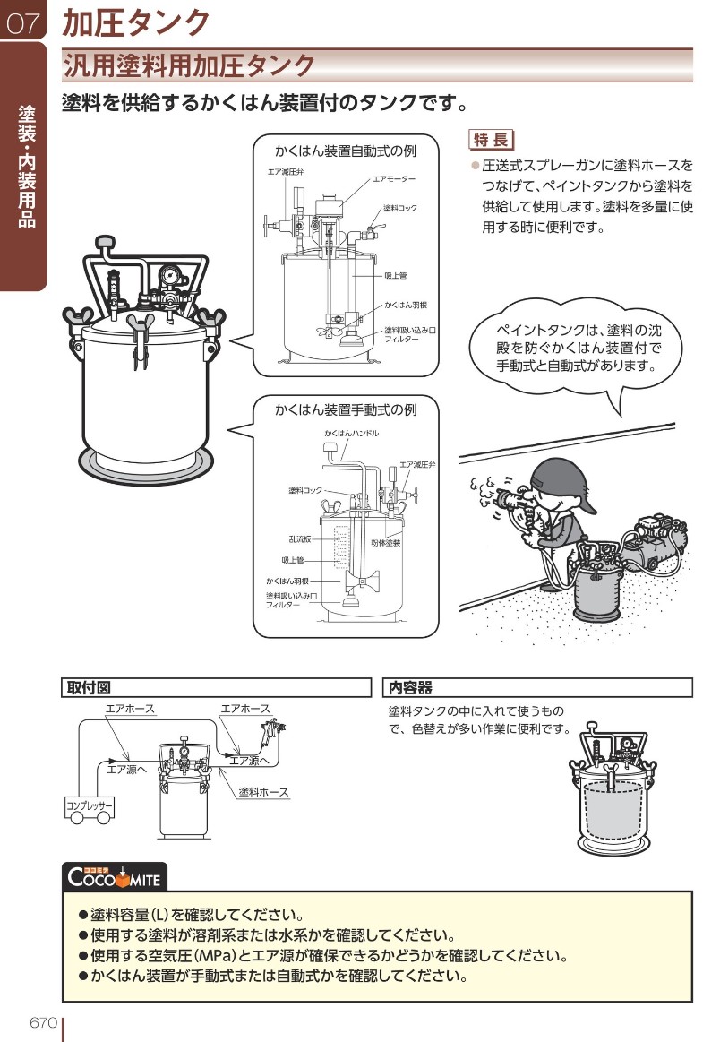 アネスト岩田 塗料加圧タンク 汎用 （手動攪拌式）６０Ｌ ＰＴ−６０Ｄ １台 （メーカー直送品） 最大級 