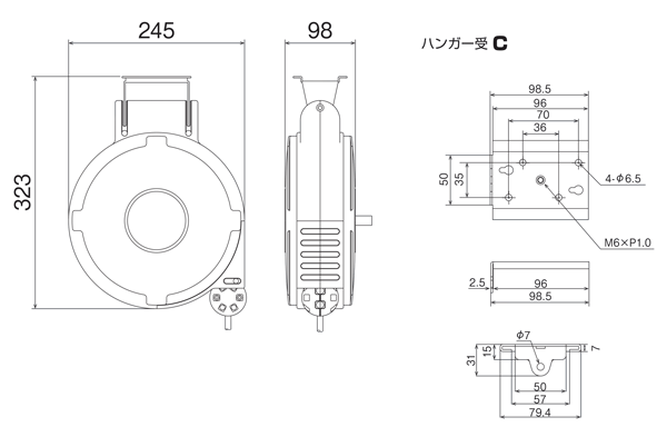 ADU-102 | 取付型自動巻取リール“エヤーマック” 6.5×10 | ハタヤ 