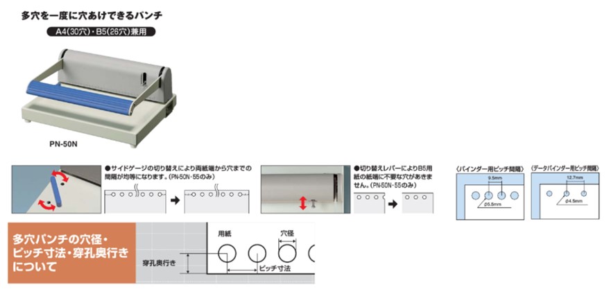 多穴パンチ バインダー用 26穴・30穴 16枚 PN-50N | コクヨ | MISUMI 
