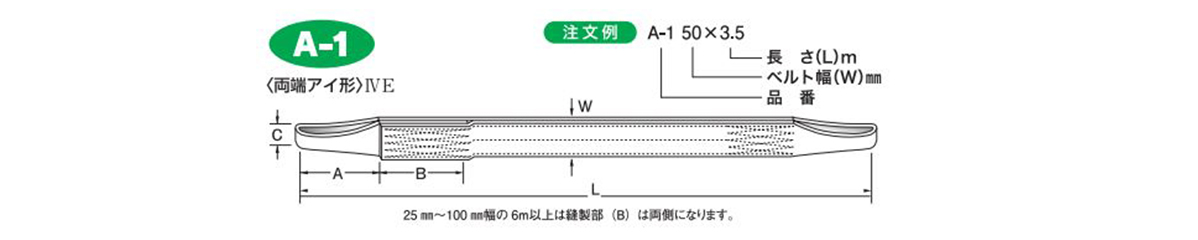 田村　ベルトスリング　Ｚタイプ　4等級　両端アイ形　幅100mm　長さ3.5m - 3
