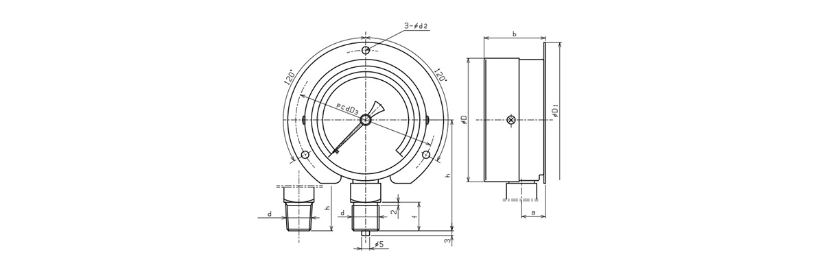 一般蒸気用圧力計（B枠立型・φ75） | 右下精器製造 | MISUMI-VONA【ミスミ】
