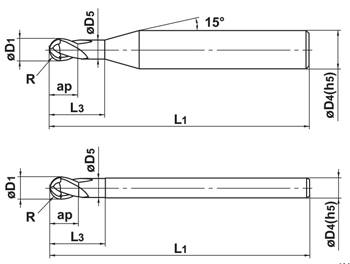 VF2SSB 2枚刃インパクトミラクルボールエンドミル（S）ショート 