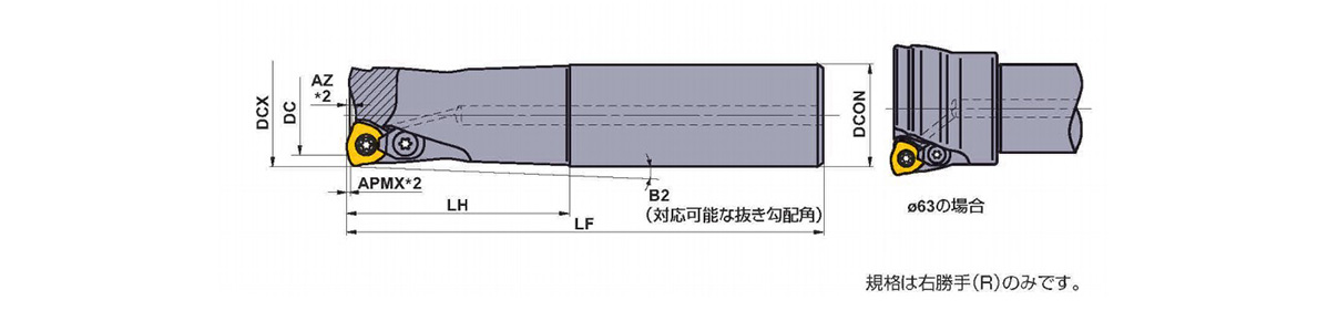 新品登場 配管材料プロトキワ三菱 AJX形 多機能用ラジアス 高送り加工用アーバタイプ正面フライス 右勝手 クーラント穴あり AJX14R12505E 三菱マテリアル  株