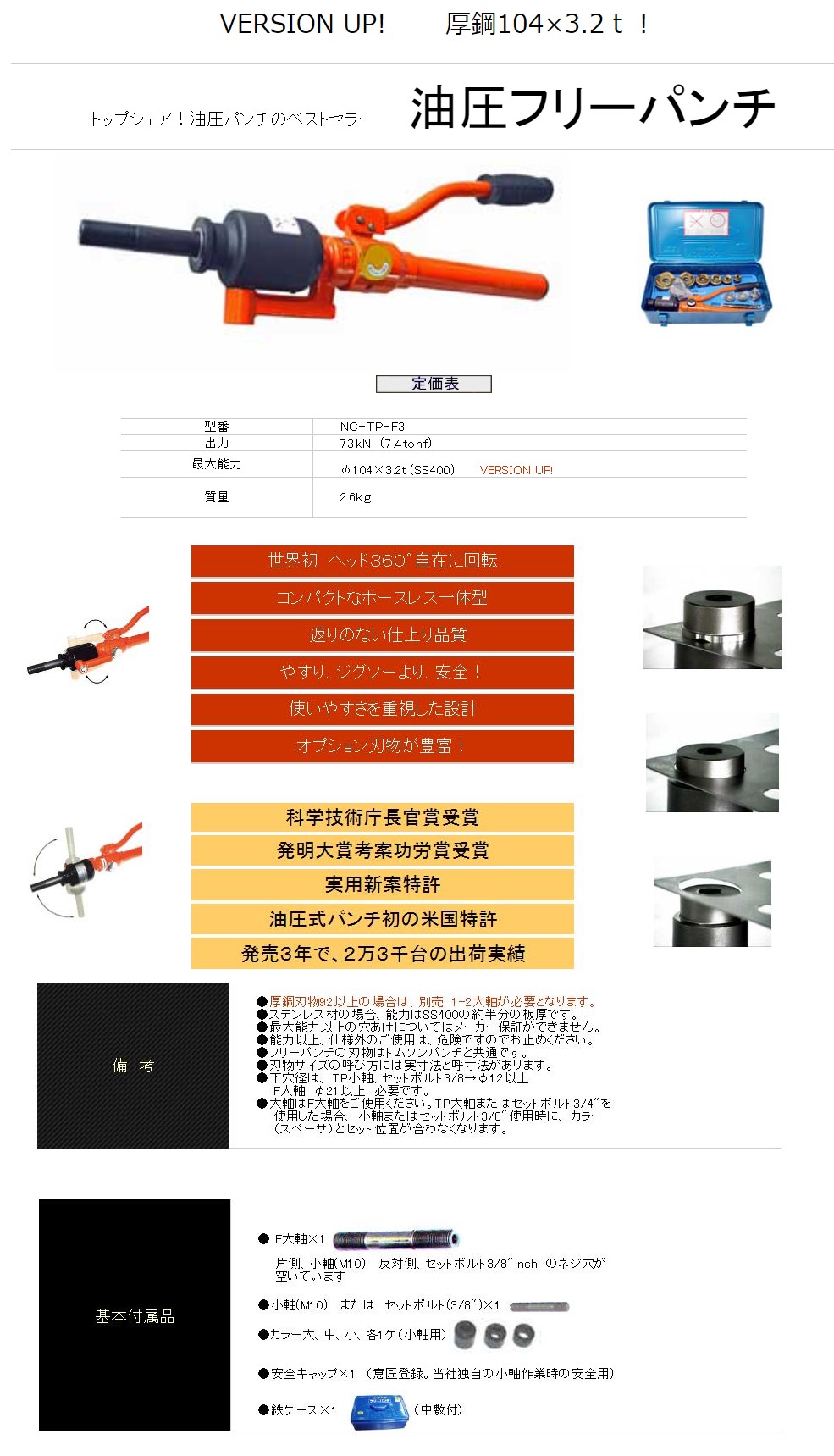 工具 皮ポンチ デンサン 薄鋼電線管用パンチダイス ACP82(3