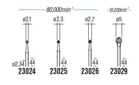 超硬カッター 精密彫刻用 （ 軸径2.34mm） 規格表02