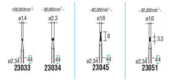 超硬カッター 精密彫刻用 （ 軸径2.34mm） 規格表03