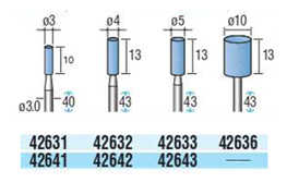 軸付砥石（シャンク軸径3mm・6mm） 軸径:φ3.0/426タイプ外形図