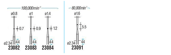 超硬カッター 精密彫刻用 軸径φ2.34 規格表03