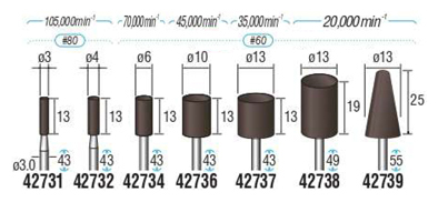 軸付砥石 カラータイプ 427タイプ外形図-1