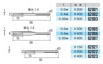 電着ダイヤモンドヤスリ 628タイプ外形図-1