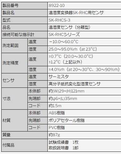 佐藤計量器製作所 SK-RHC用オプションセンサ SK-RHCS-3 (No.8922-10)-