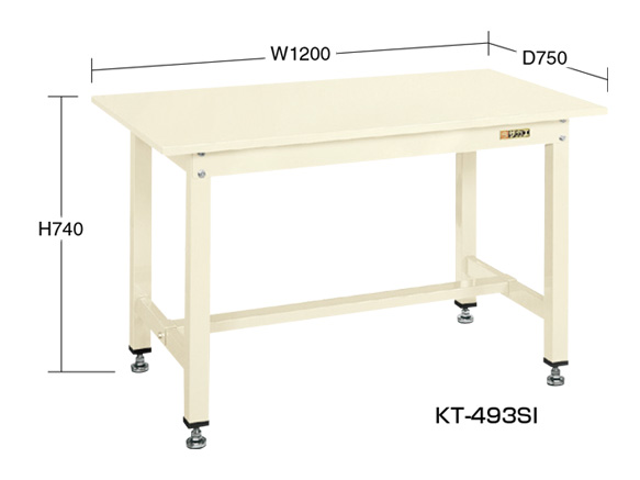 中量作業台KTタイプ 間口 (mm):900 奥行 (mm):600 天板材質:スチール（粉体塗装） (KT-383SI)