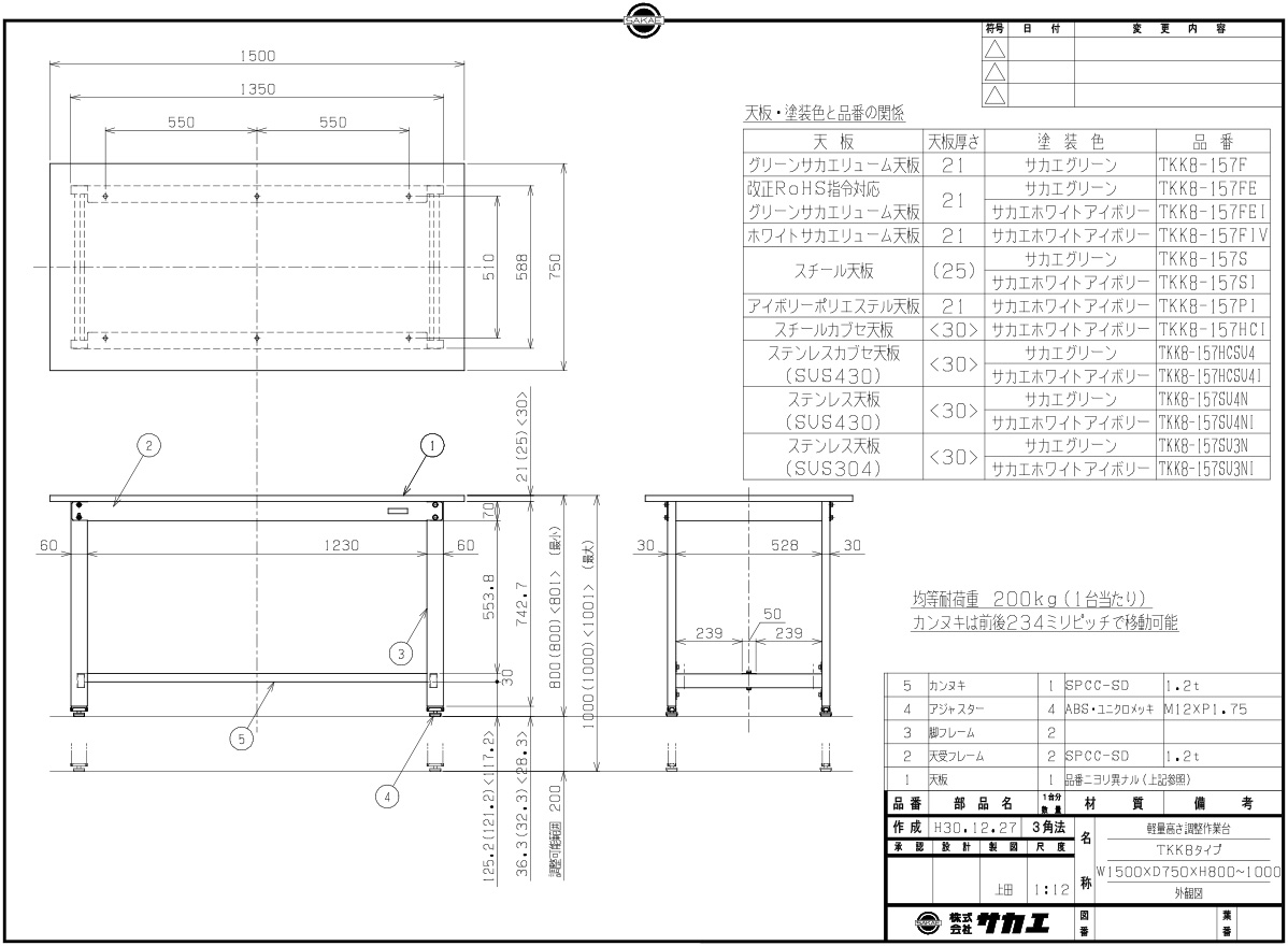 シルバーピーチ サカエ TKK8-187SI 軽量高さ調整作業台ＴＫＫ８タイプ ＴＫＫ８−１８７ＳＩ (TKK8187SI) 脚立、はしご、足場