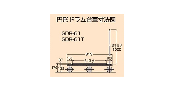 SDR-61 | 円形ドラム台車 ステンレスタイプ 内容量:1台 質量:8.5kg 