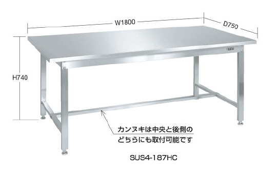 SUS4-189HC | ステンレス作業台（ステンレスカブセ天板） 内容量:1台 
