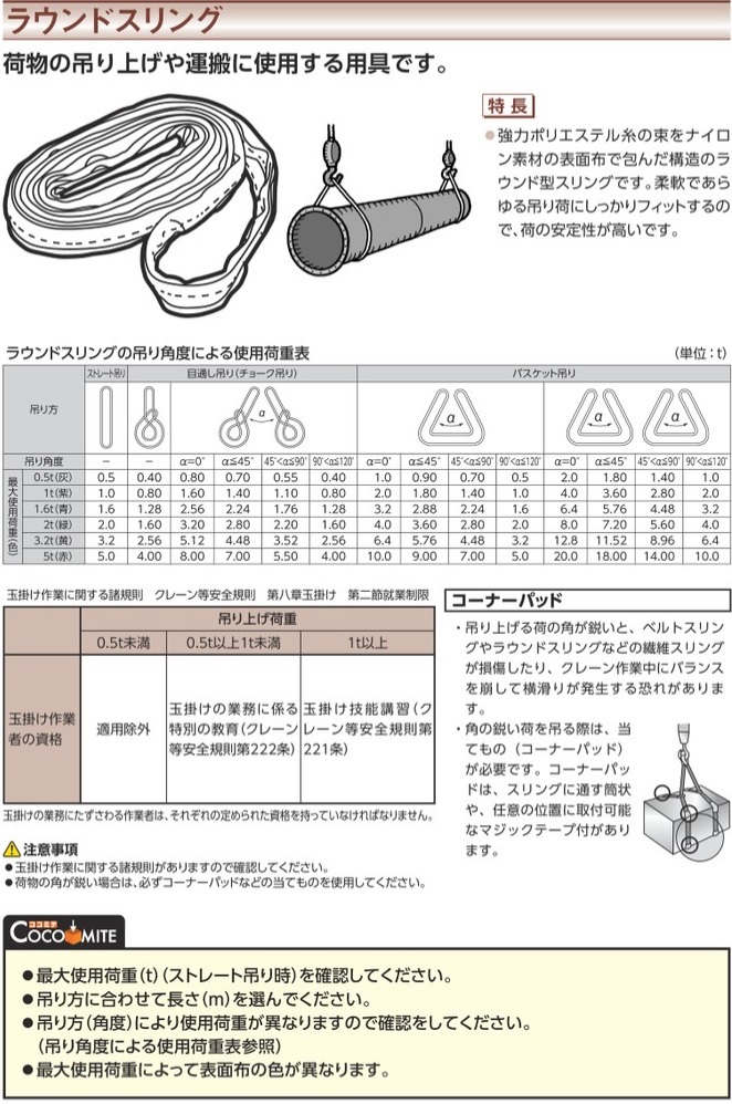 格安高品質 シライ マルチスリング HE形 両端アイ形 2.0t 長さ5.0m
